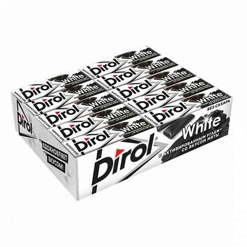 Жевательная резинка Dirol White с углем и со вкусом мяты